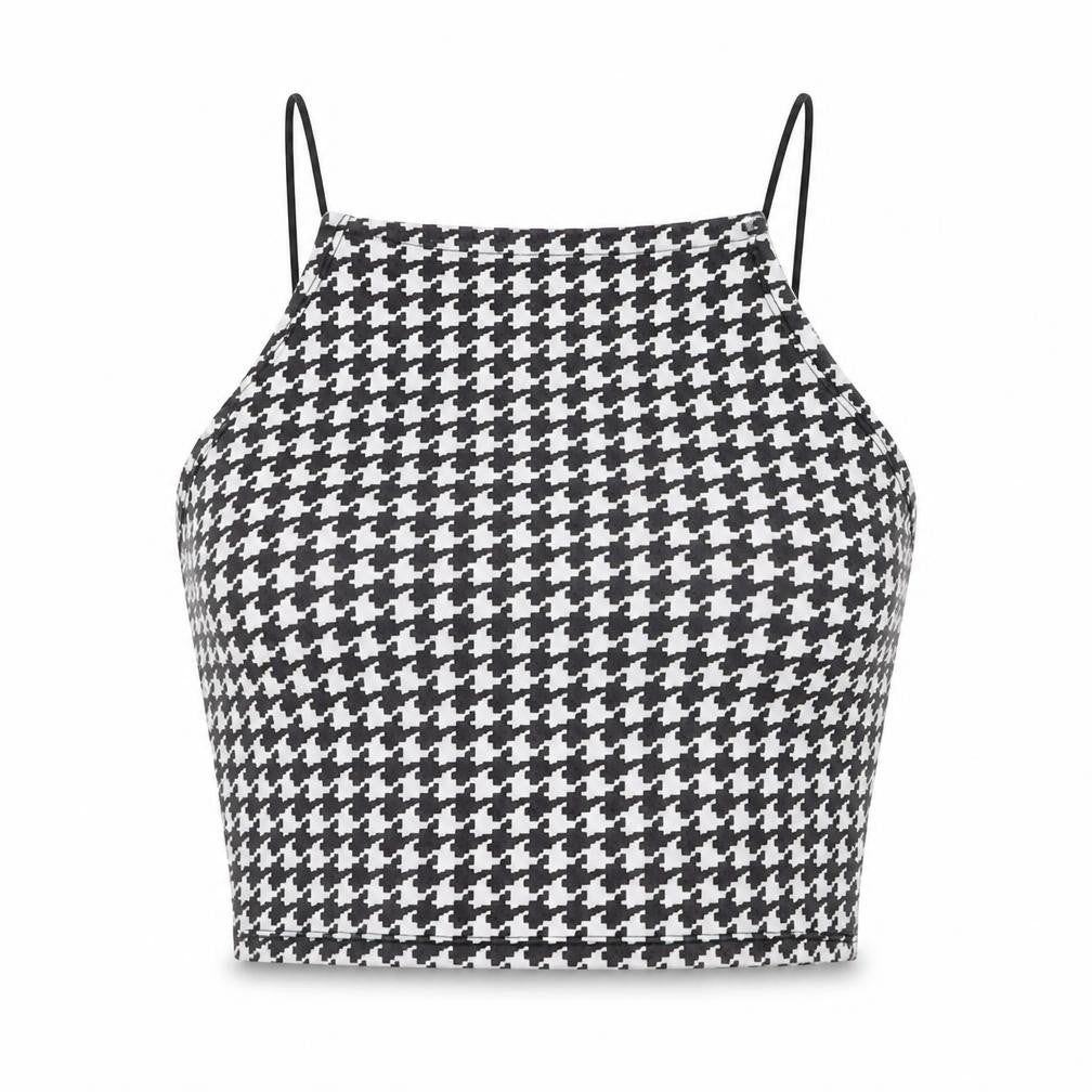 miss guided  Womens Black Check  Basic T-Shirt Size 10