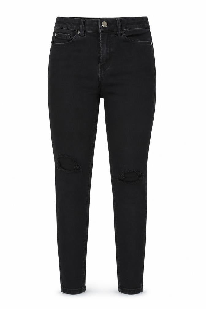 Denim Co Womens Black  Denim Skinny Jeans Size 12 L25 in - Ripped Knees