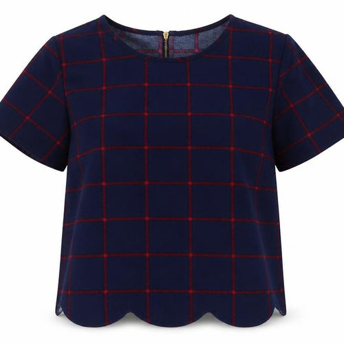 George Womens Red Check  Basic T-Shirt Size 10