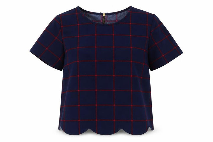 George Womens Red Check Basic T-Shirt Size 10