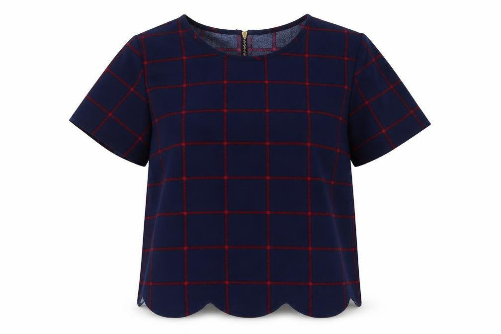 George Womens Red Check  Basic T-Shirt Size 10