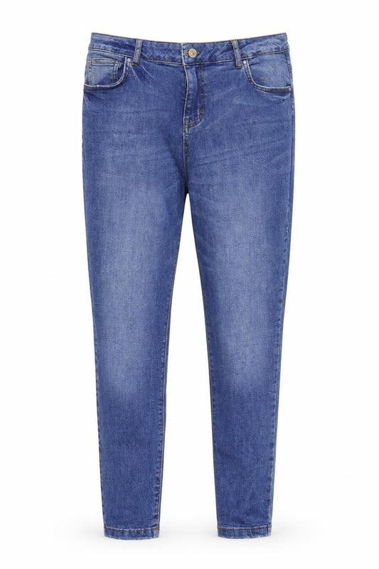 Front view of Denim & Co. women’s blue skinny jeans, size UK 16, 32-inch leg