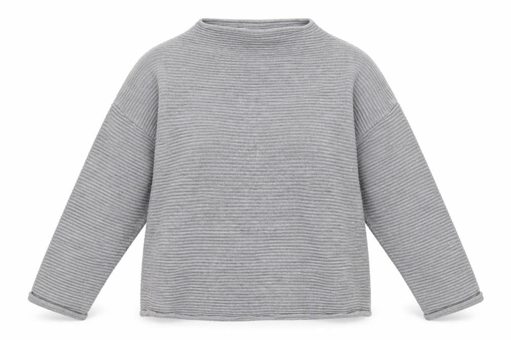 Front view of H&M women’s grey knit jumper, size M