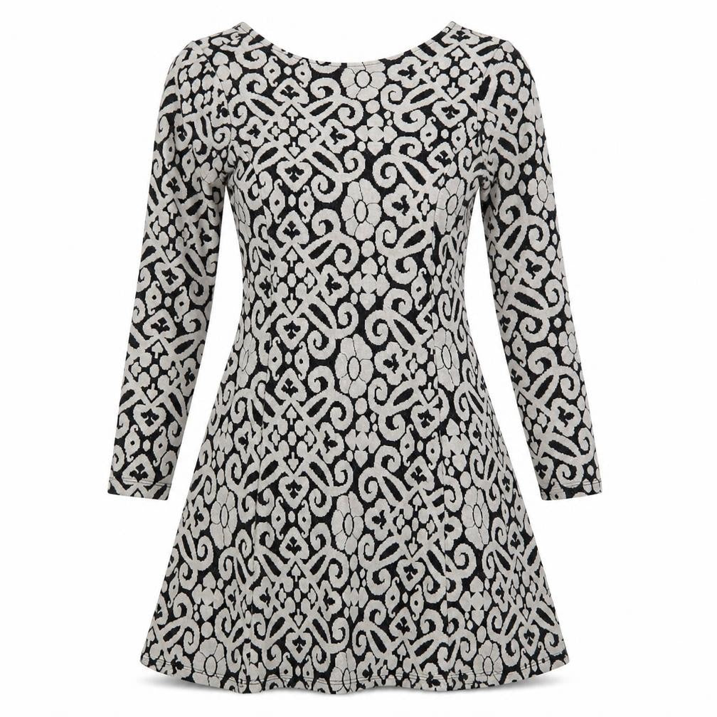 Marks and Spencer Womens Grey Geometric  Skater Dress  Size 8