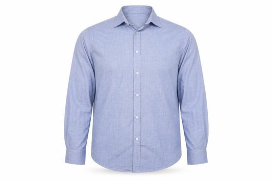 Front view of F&F men’s blue button-up, size 16.5