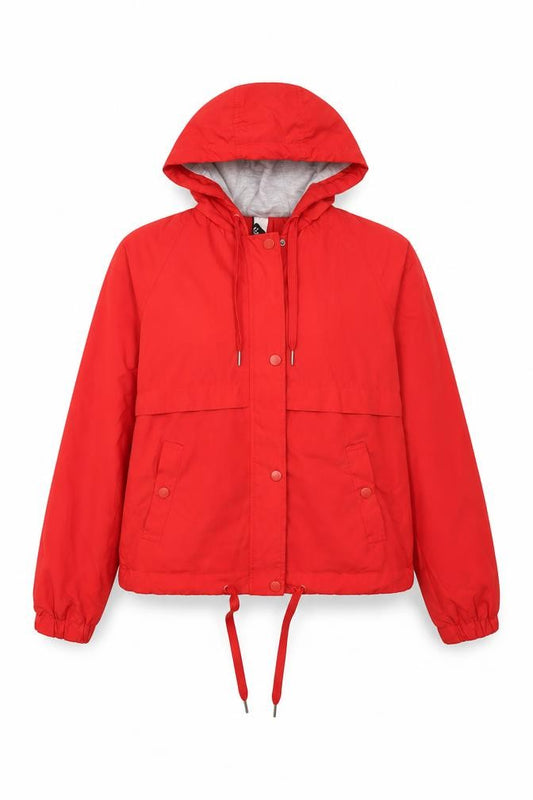 Front view of H&M women’s red jacket, size UK 10