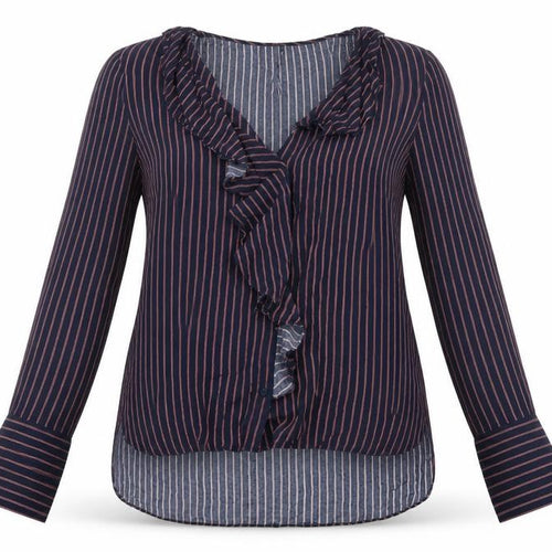 Sweewe Womens Blue Striped  Basic Blouse Size S