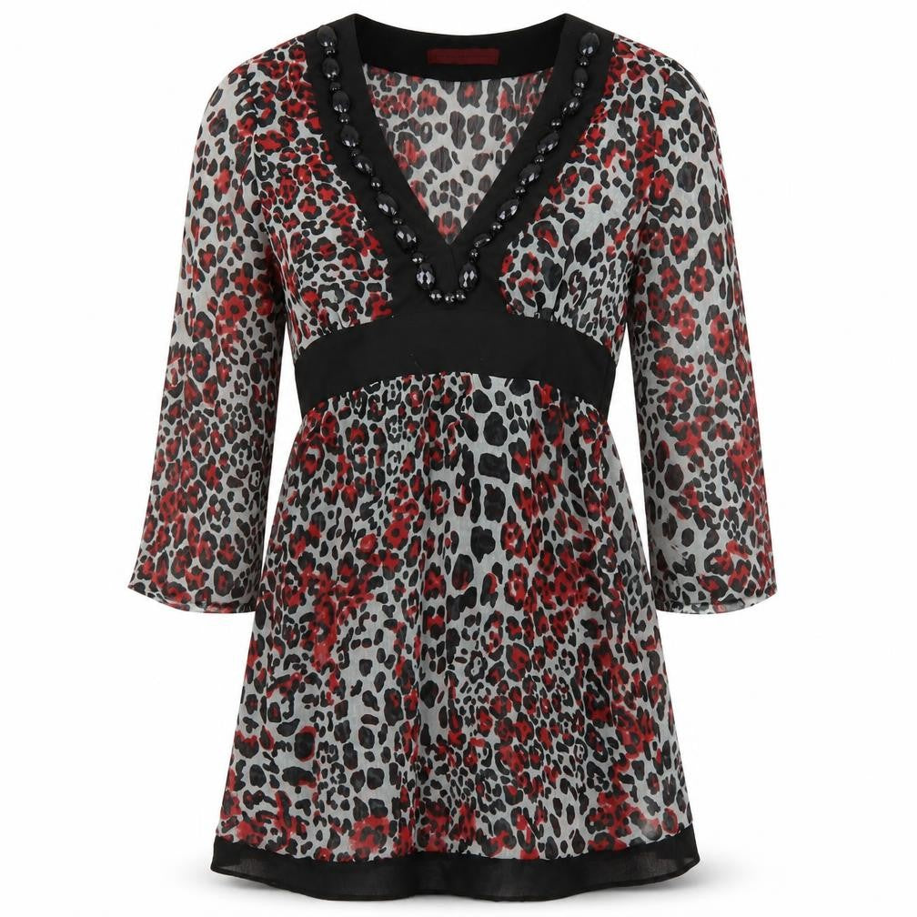John Richmond Womens Multicoloured Animal Print  Basic Blouse Size 8  - Sheer
