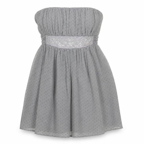 Miso Womens Grey Polka Dot  Fit & Flare  Size 10