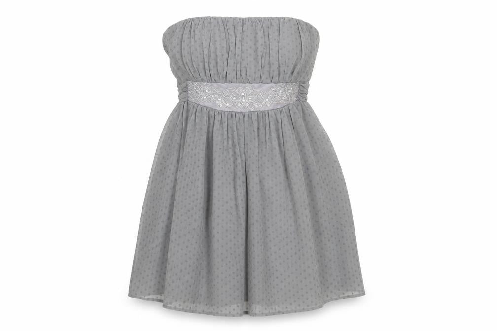 Miso Womens Grey Polka Dot  Fit & Flare  Size 10