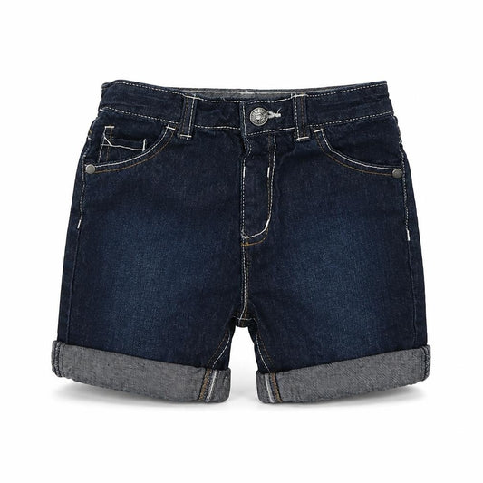 Front view of George girls’ black denim mom shorts, size 3-4, years