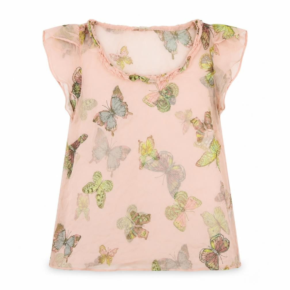 Changes By Together Womens Pink Geometric Chiffon Basic Blouse Size 14