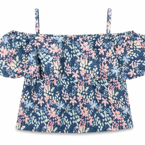 Kylie Girls Blue Floral  Basic Tank Size 12 Years