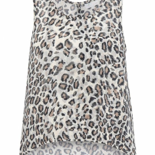 cameo rose Womens Brown Animal Print Mesh Basic Blouse Size 12