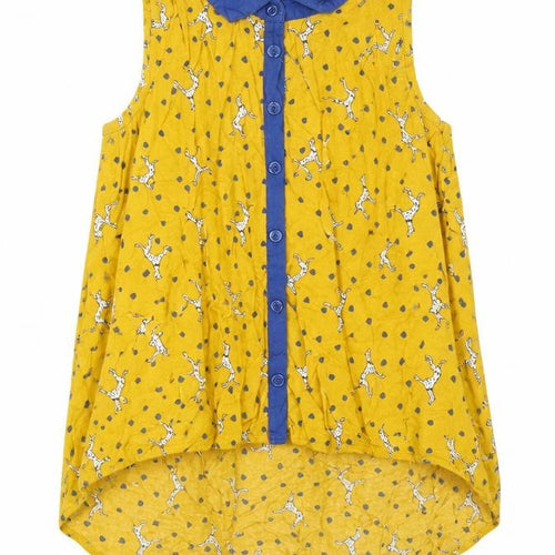 JUST FOR YOU Girls Yellow Animal Print  Basic Button-Up Size 10-11 Years