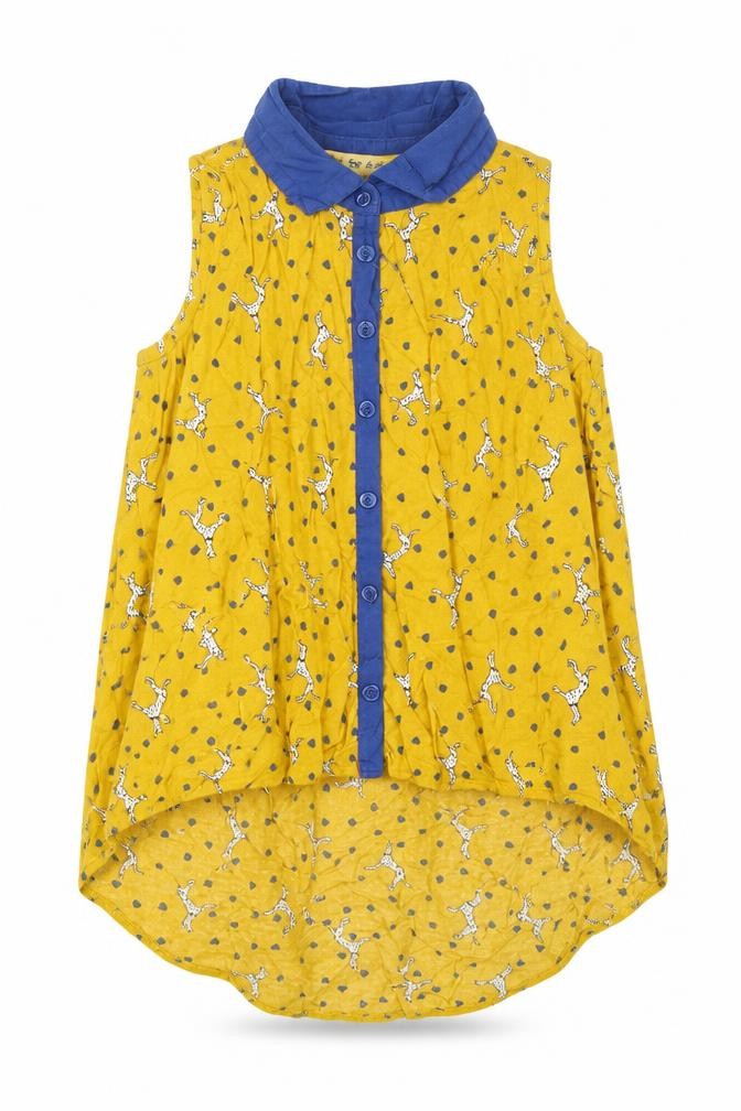 JUST FOR YOU Girls Yellow Animal Print  Basic Button-Up Size 10-11 Years