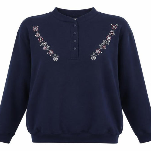 Late Edition Womens Blue Floral  Pullover Sweatshirt Size M  - Oversized