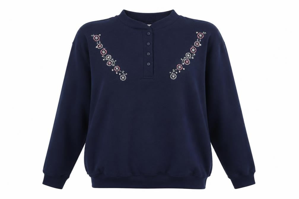 Late Edition Womens Blue Floral  Pullover Sweatshirt Size M  - Oversized