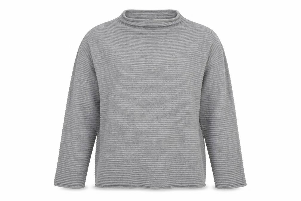 Front view of H&M women’s grey knit jumper, size M