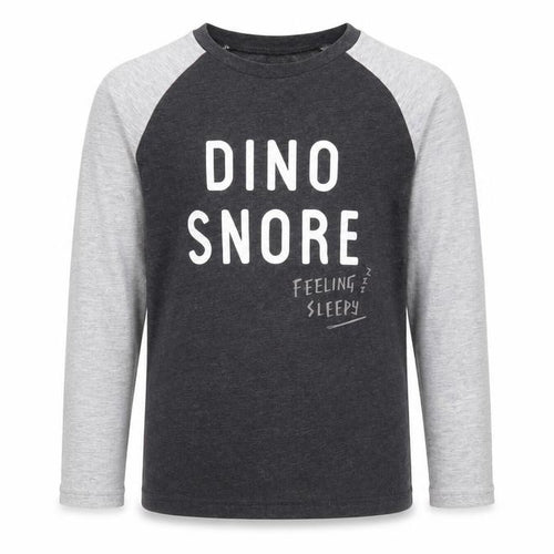 George Boys Grey Solid   Pyjama Top Size 8-9 Years  - Dino snore graphic