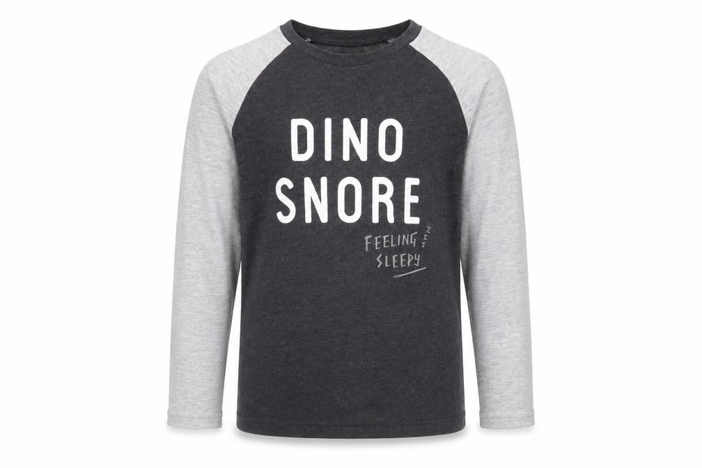 George Boys Grey Solid   Pyjama Top Size 8-9 Years  - Dino snore graphic