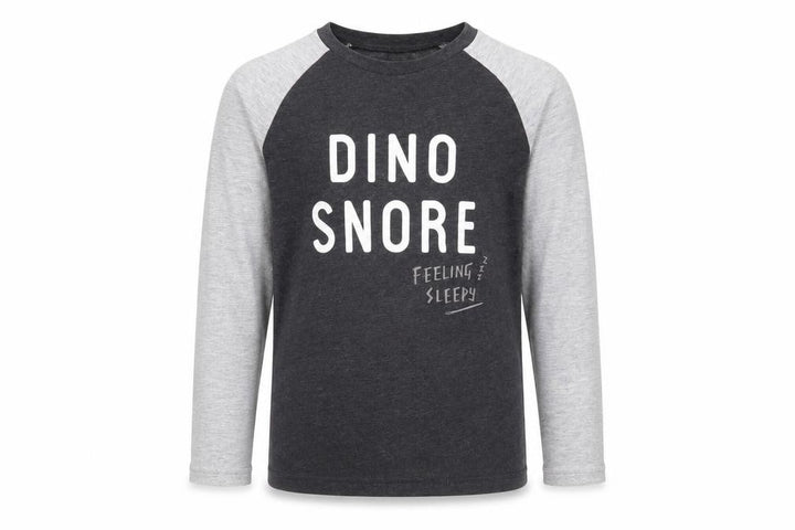 George Boys Grey Solid   Pyjama Top Size 8-9 Years  - Dino snore graphic