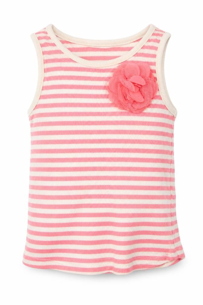 Matalan Girls Pink   Basic Tank Size 18-24 Months  - flower on front