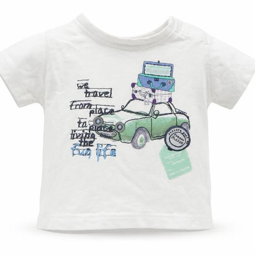 Marks and Spencer Boys White   Basic T-Shirt Size 0-3 Months  - Cars