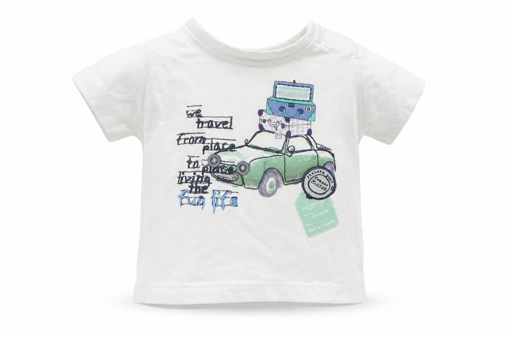 Marks and Spencer Boys White   Basic T-Shirt Size 0-3 Months  - Cars