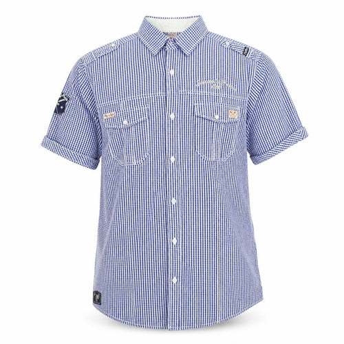 Fly Guy Mens Blue Check   Button-Up Size XL