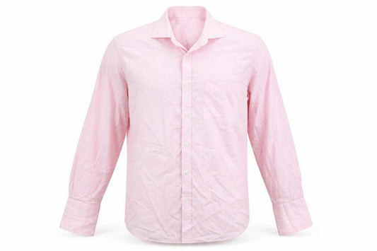 Front view of Next men’s pink check button-up, size 15