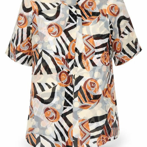 SENSATIONS Womens Ivory Floral  Basic Button-Up Size 10