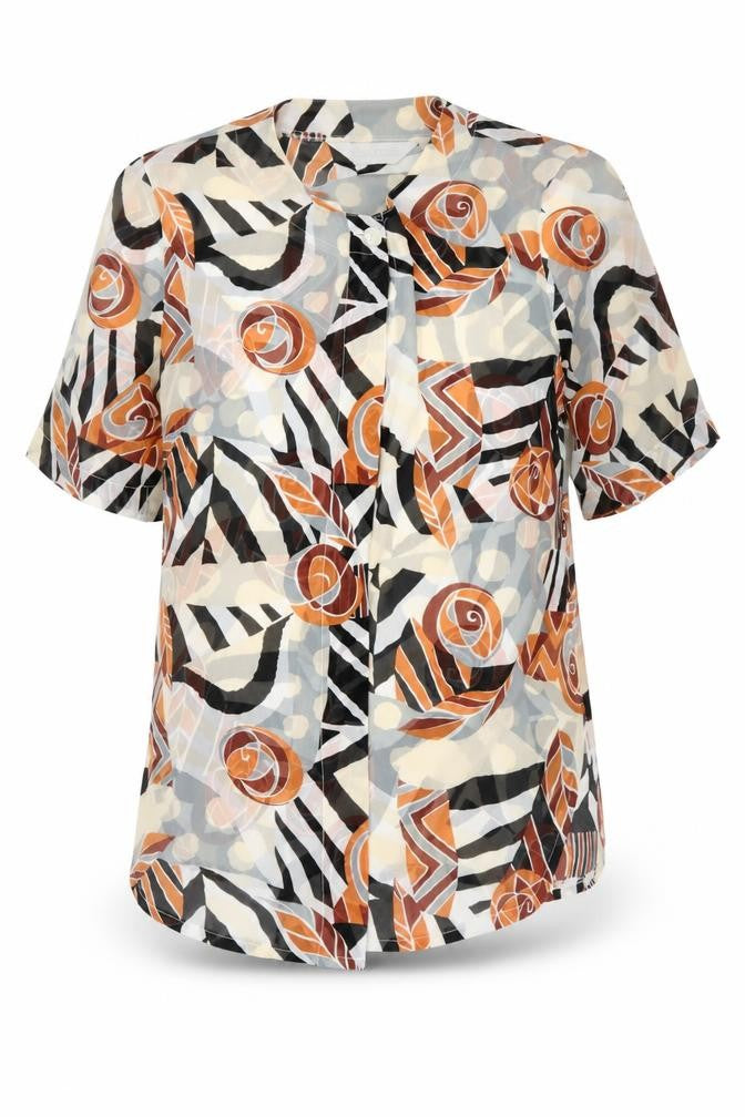 SENSATIONS Womens Ivory Floral  Basic Button-Up Size 10