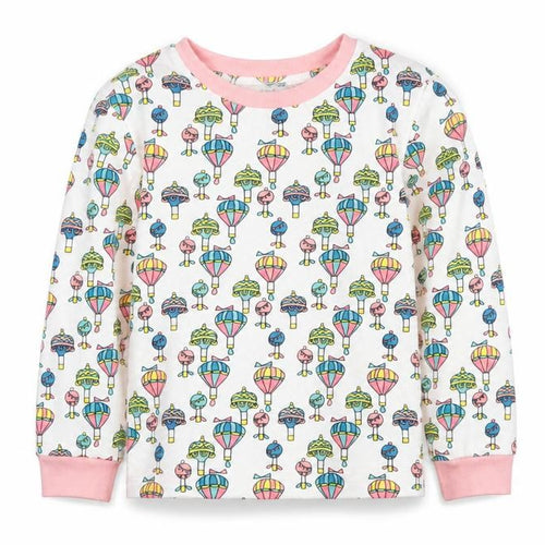 Their Nibs Girls White Spotted  Basic Casual Size 5-6 Years  - Hot Air Balloon