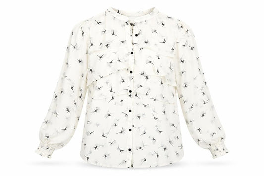 Front view of Wallis women’s white animal print basic button-up, size M