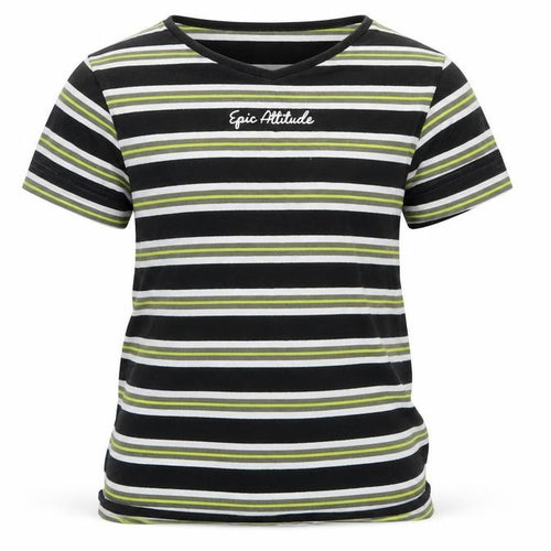 George Girls Black Striped  Basic T-Shirt Size 6-7 Years