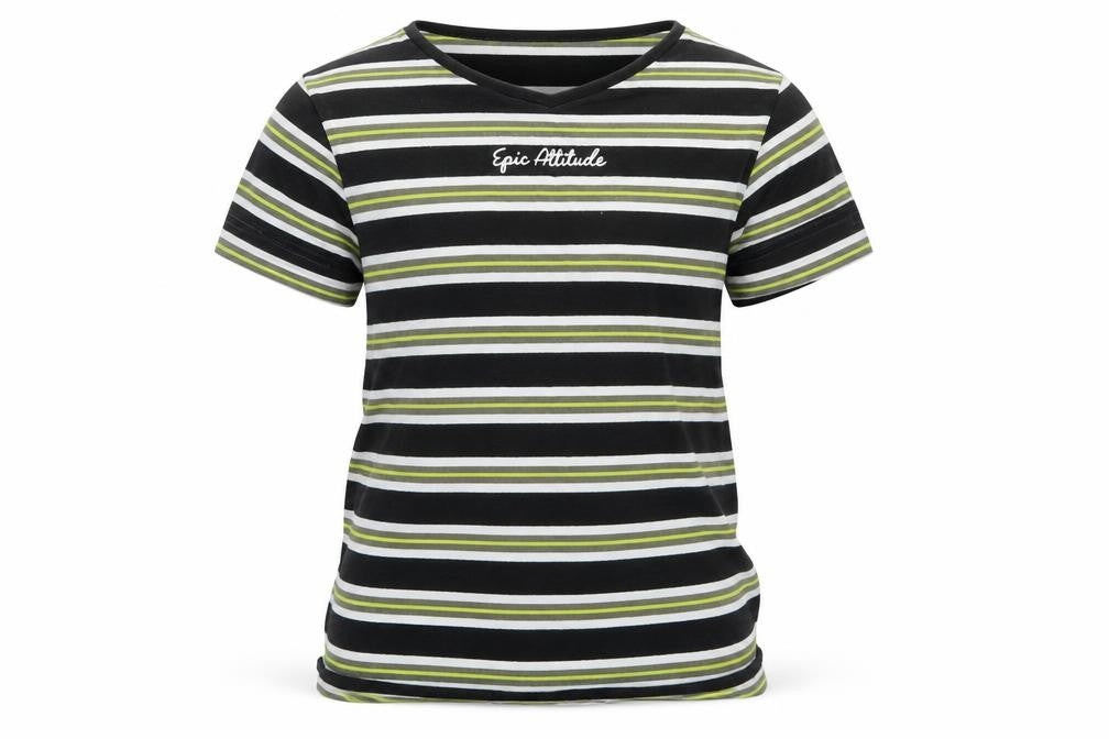 George Girls Black Striped  Basic T-Shirt Size 6-7 Years