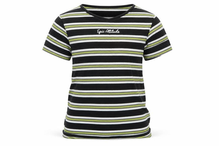 George Girls Black Striped Basic T-Shirt Size 6-7 Years