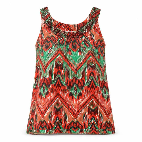 MARISOTA Womens Red Herringbone  Basic Tank Size 14