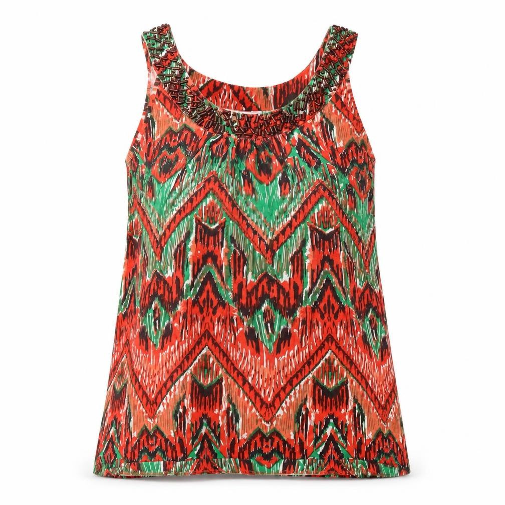 MARISOTA Womens Red Herringbone  Basic Tank Size 14
