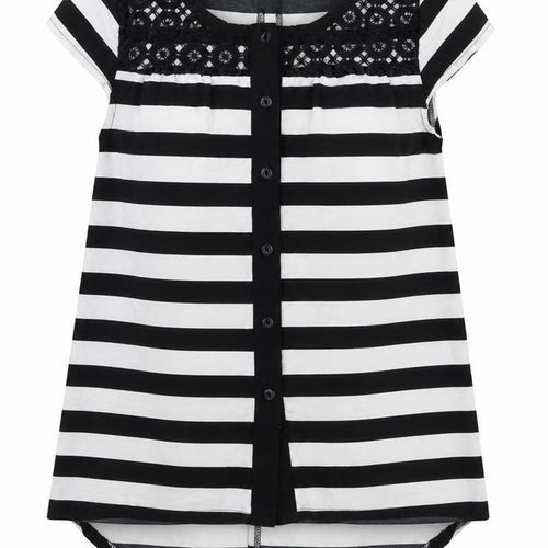 Fabulous Girls Black Striped  Basic Blouse Size 6-7 Years