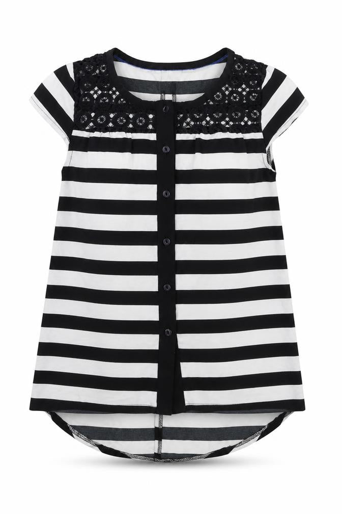 Fabulous Girls Black Striped  Basic Blouse Size 6-7 Years