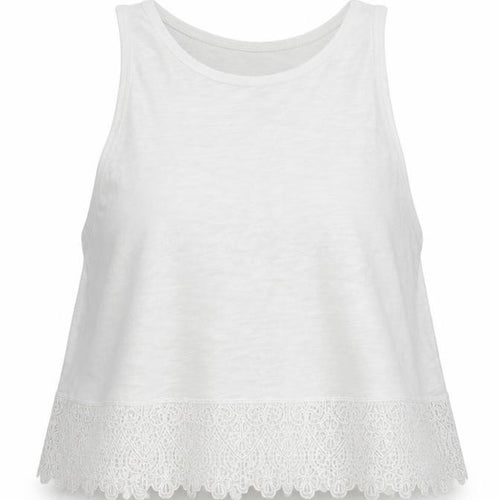 New Look Womens White   Cropped Tank Size 8  - Lace trim