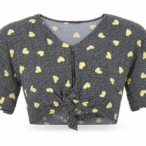 Topshop Womens Black Animal Print  Cropped Blouse Size 8