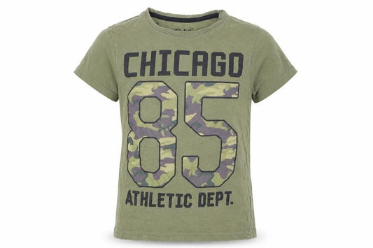 Front view of Primark boys’ green basic t-shirt, size 9-10, years