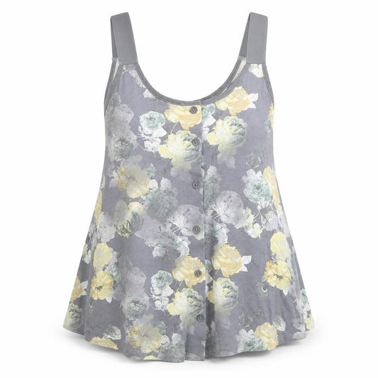 Front view of Next women’s grey floral basic tank, size UK 12