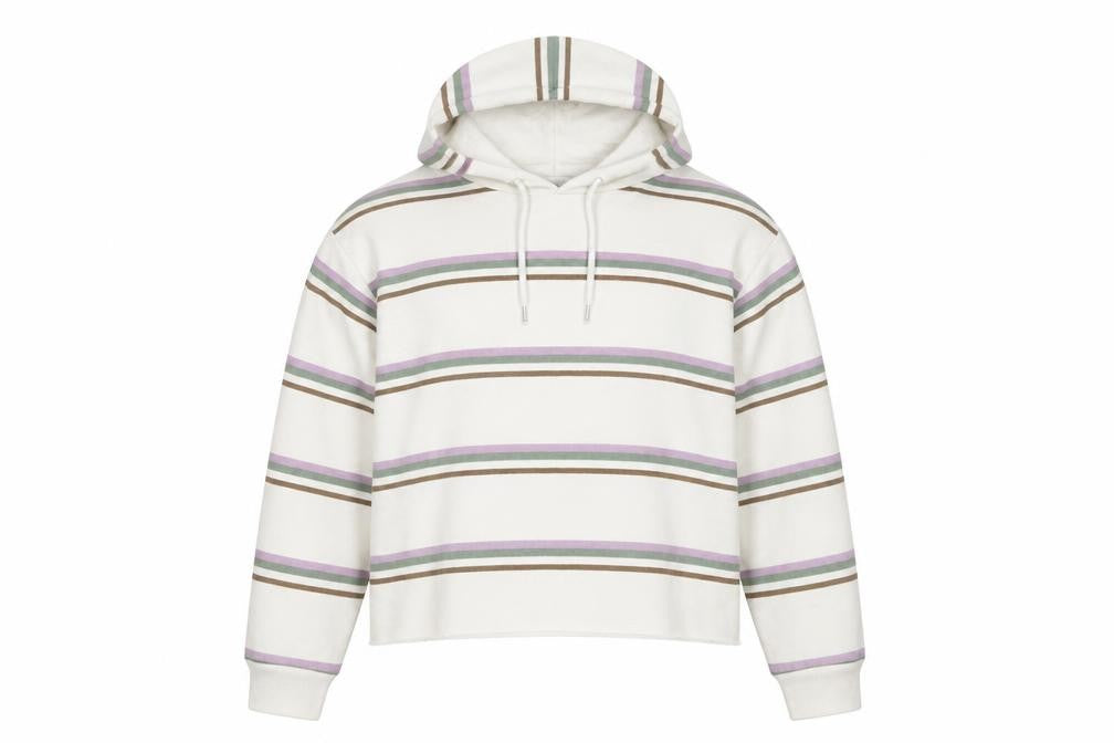 Primark Womens Ivory Striped  Pullover Hoodie Size M