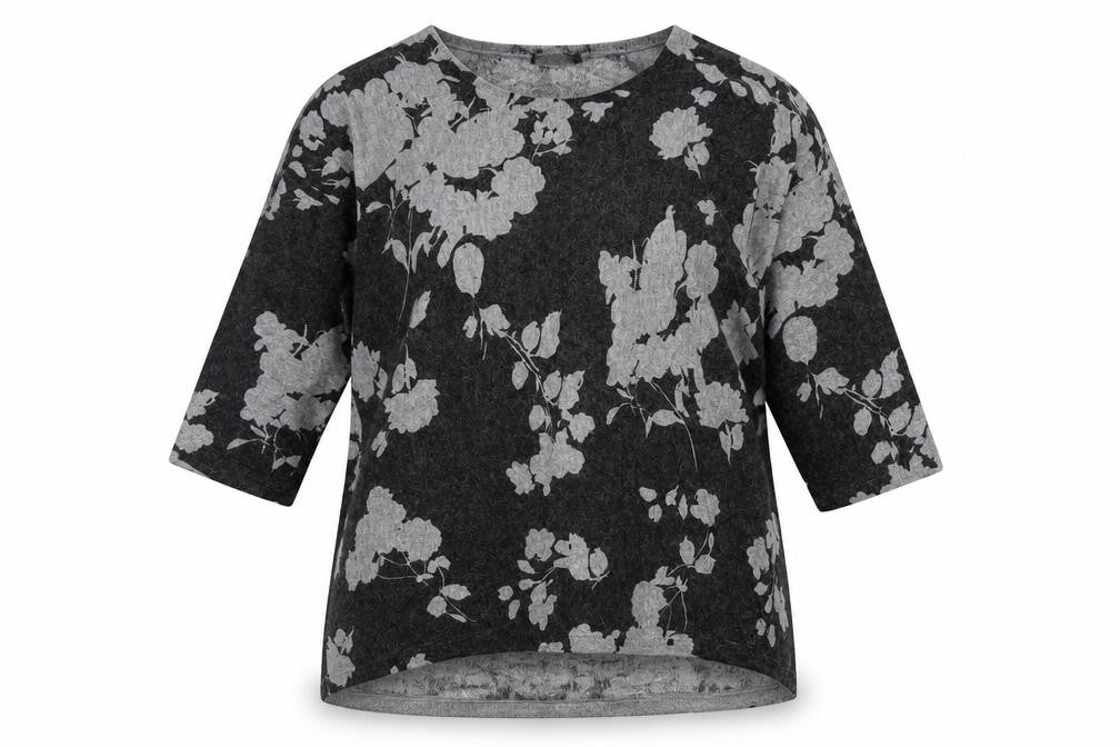 Roman Womens Grey Floral  Pullover Jumper Size 12