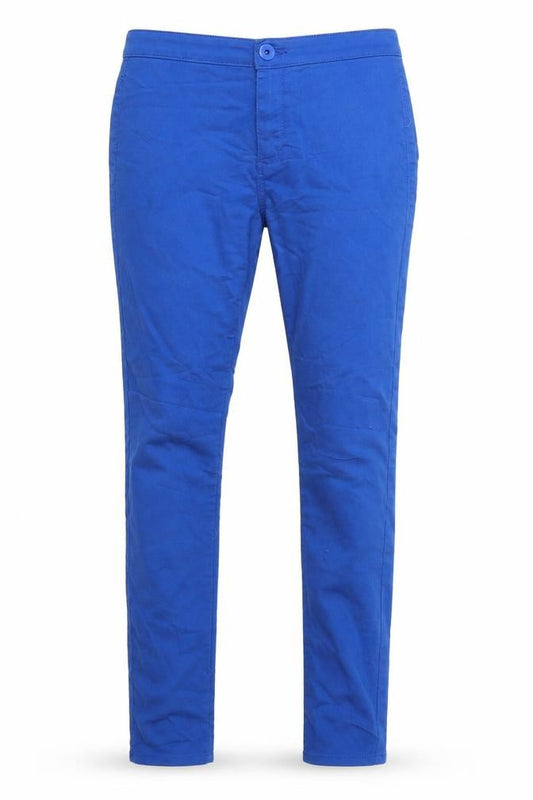 Front view of women’s blue denim skinny jeans, size UK 30, in, 27-inch leg