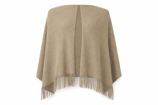 Front view of Preworn women’s beige shawl/wrap